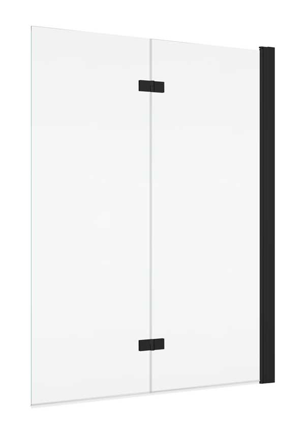 SanSwiss Solino SOLB2 Parawan Nawannowy Dwuczęściowy P Czarny 110x150 cm, Szkło czyste (SOLB2D1100607)